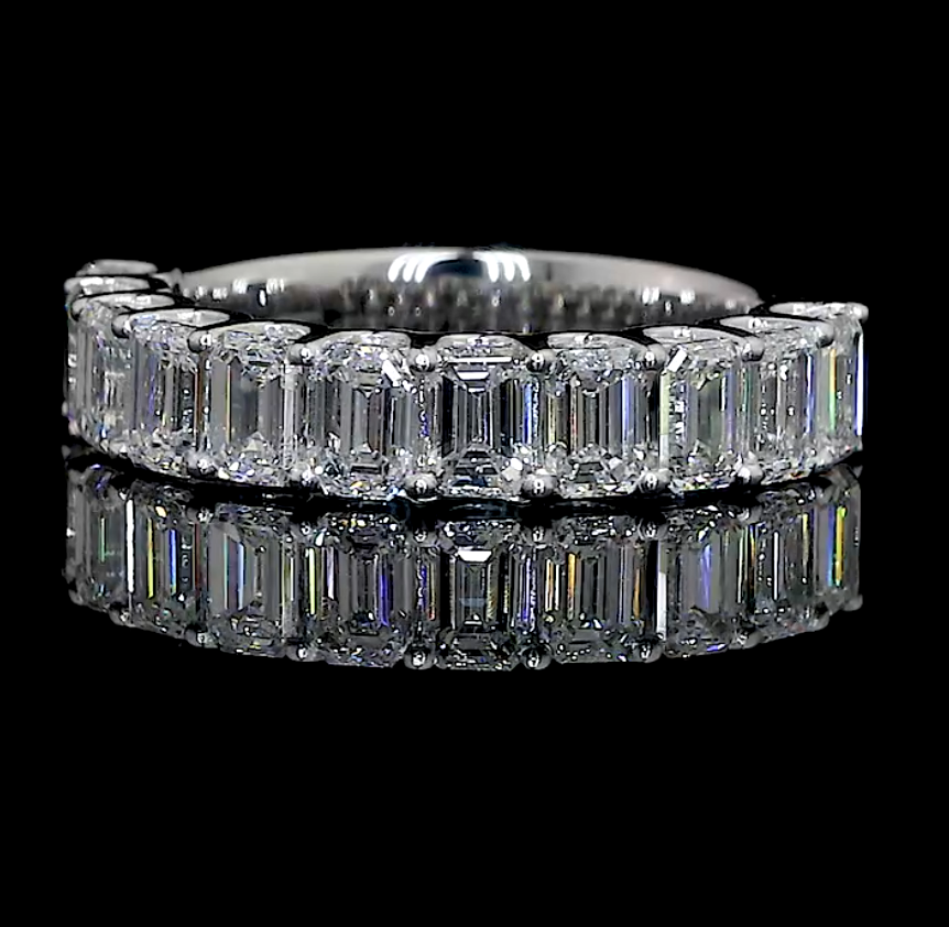 11 Stone Emerald Moissanite Anniversary Band – United Moissanite