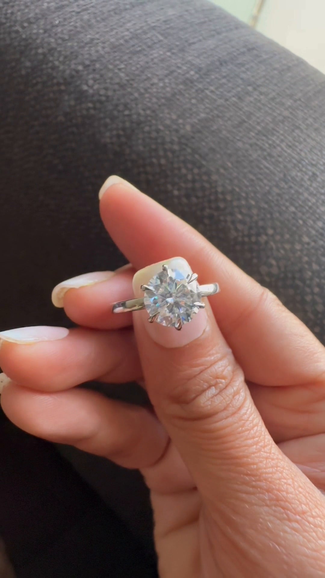 Aurelia Round Three Stone Moissanite Engagement Ring