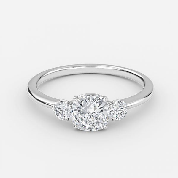 Kaori Cushion Three Stone Moissanite Engagement Ring