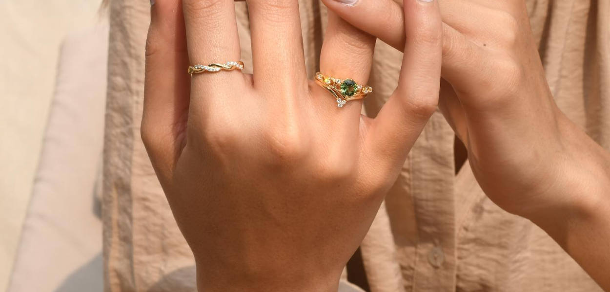 engagement ring with fancy green stone