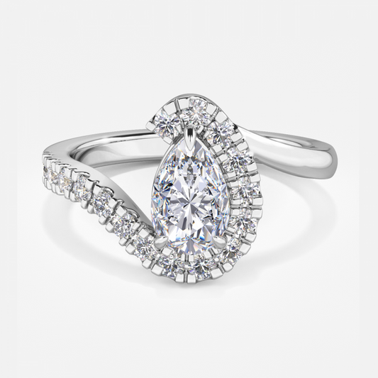 Thalassa Pear Three Stone Moissanite Engagement Ring