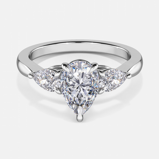 Tierney Pear Hidden Halo Moissanite Engagement Ring