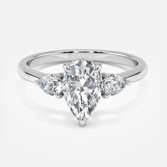 Verity Pear Three Stone Moissanite Engagement Ring