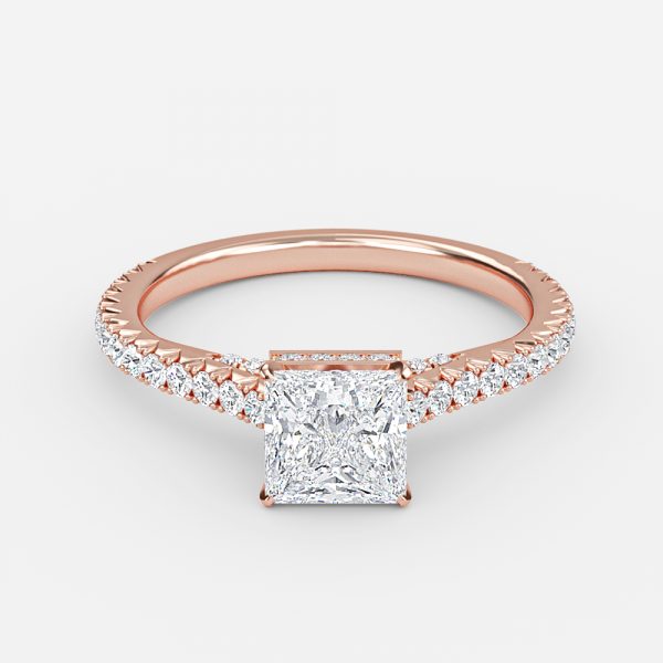 Devi Princess Hidden Halo Moissanite Engagement Ring