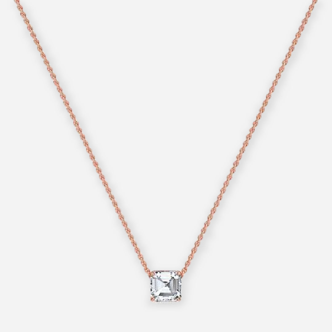 Asscher Moissanite Solitaire Pendant