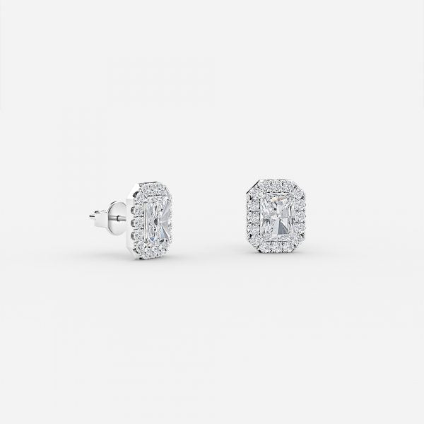 Radiant Moissanite Halo Earrings