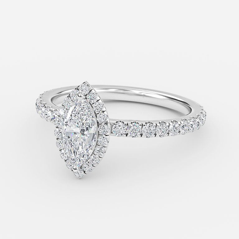 Lucia Marquise Halo Moissanite Engagement Ring