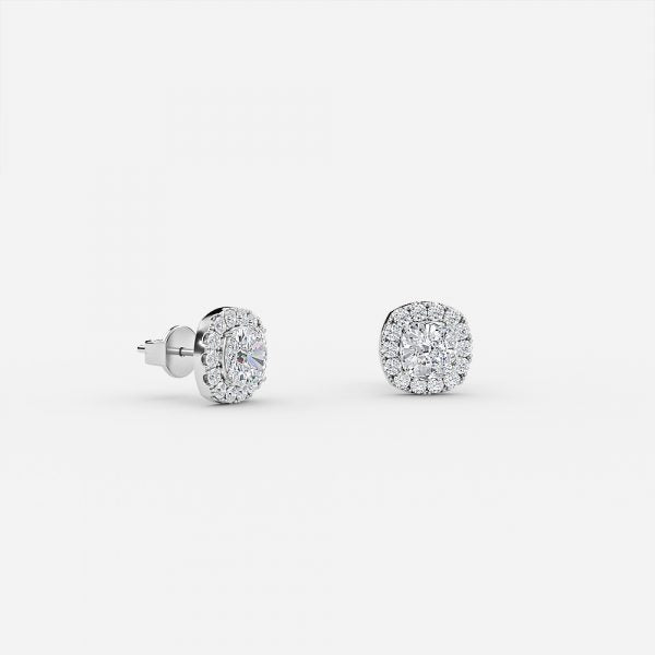 Cushion Moissanite Halo Earrings