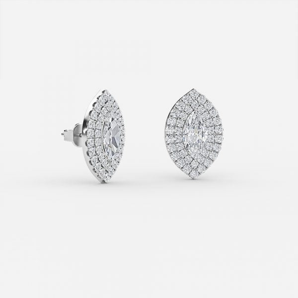 Marquise Moissanite Double Halo Earrings