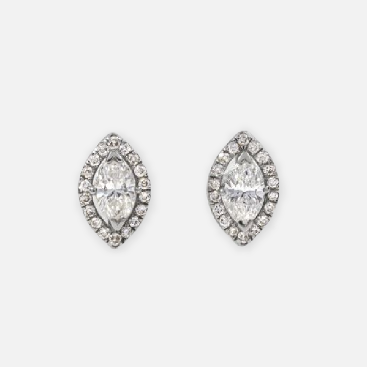 Marquise Halo Moissanite Earrings