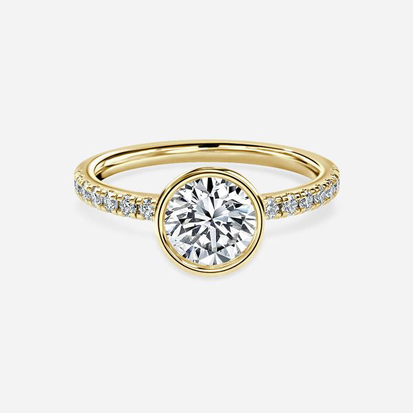 Kaia Round Diamond Band Moissanite Engagement Ring