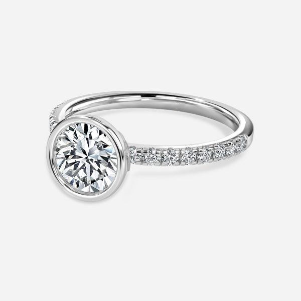 Kaia Round Diamond Band Moissanite Engagement Ring