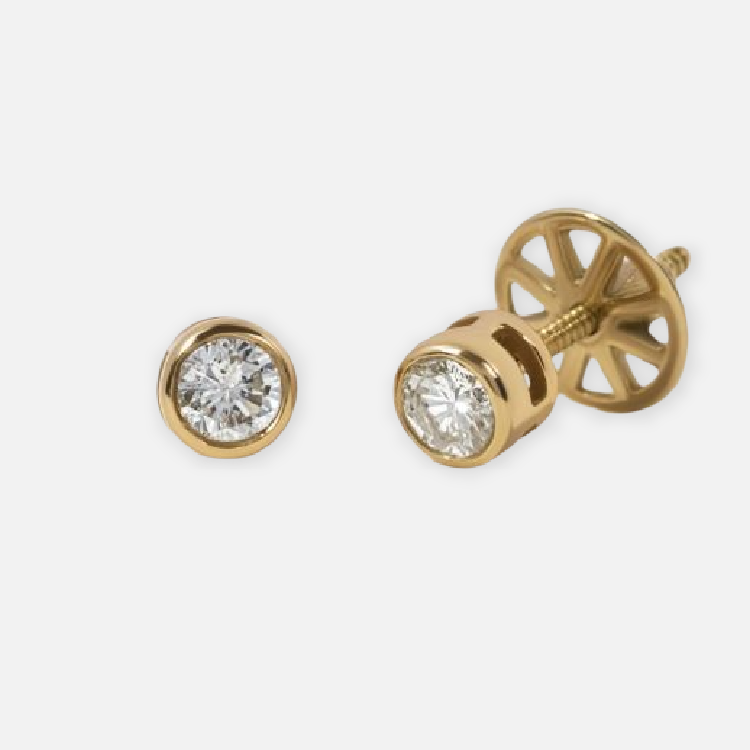 Round Moissanite Bezel Stud Earrings