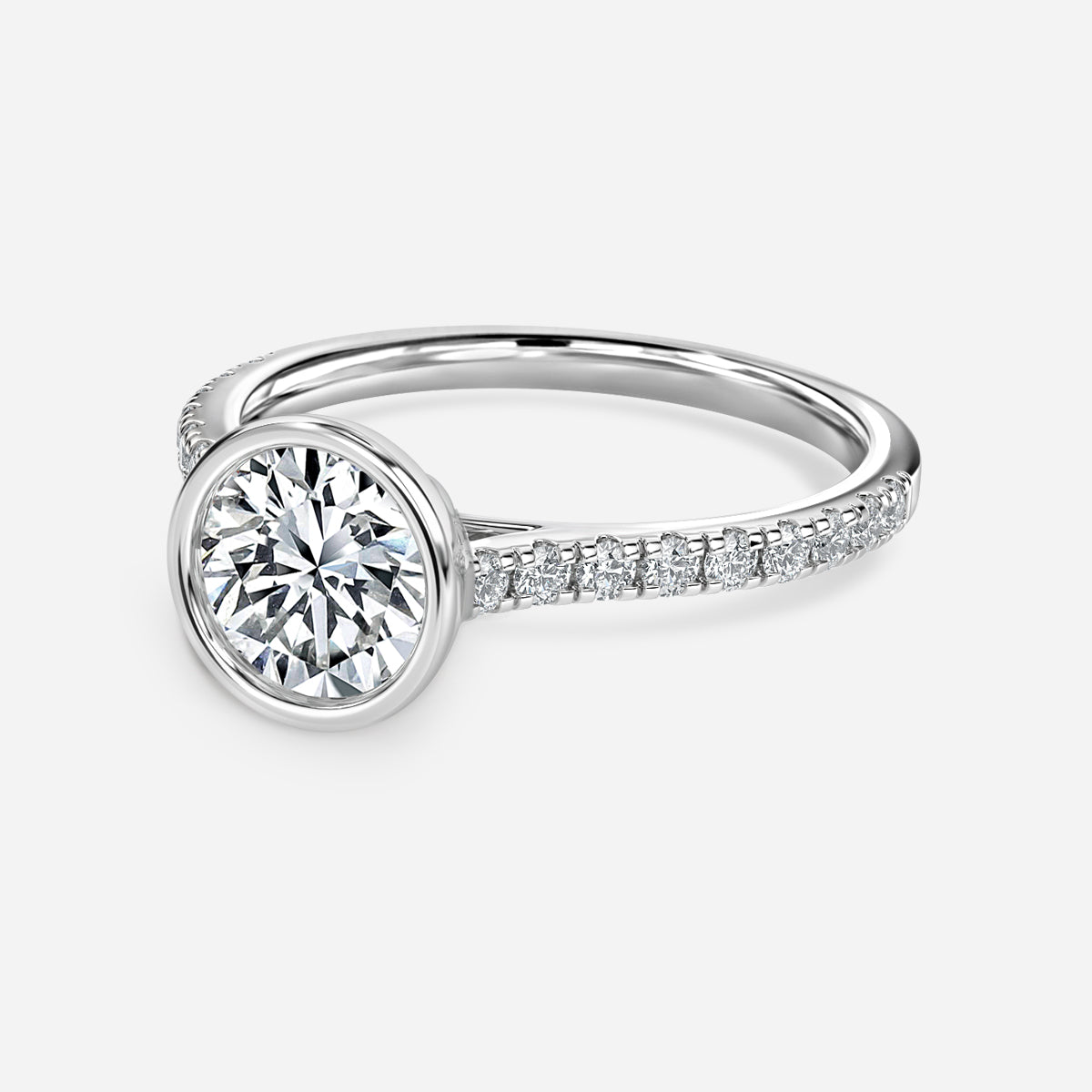 Arabella Round Diamond Band Moissanite Engagement Ring