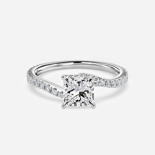 Paloma Princess Hidden Halo Moissanite Engagement Ring