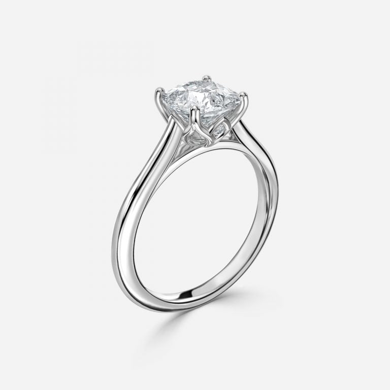 Lyla Cushion Solitaire Moissanite Engagement Ring