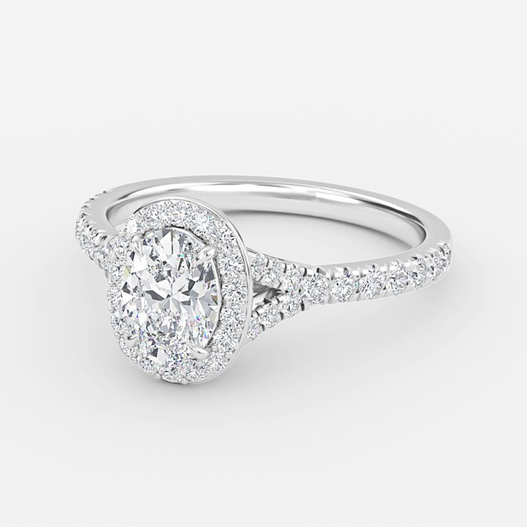 Dove Oval Halo Moissanite Engagement Ring