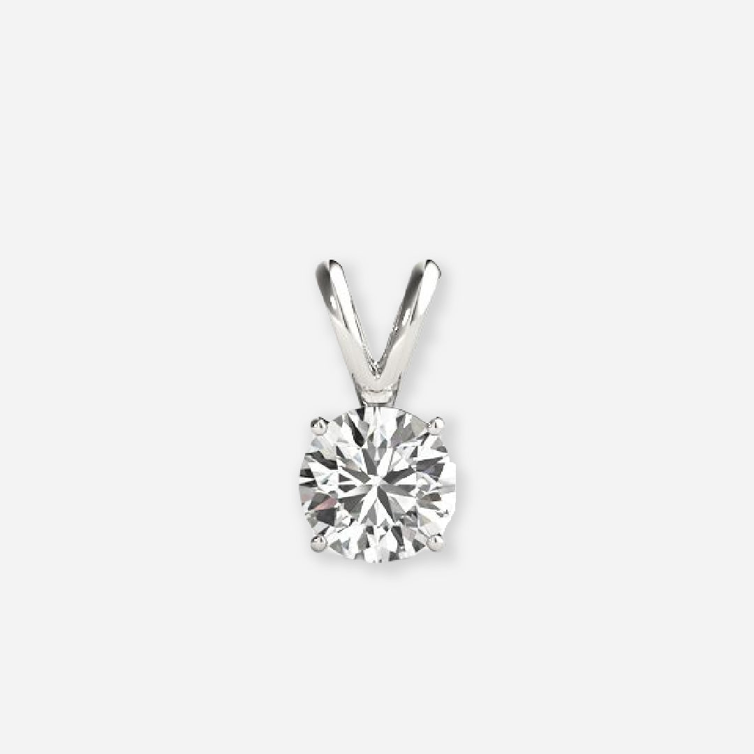 Round Cut Four Prong Solitaire Pendant