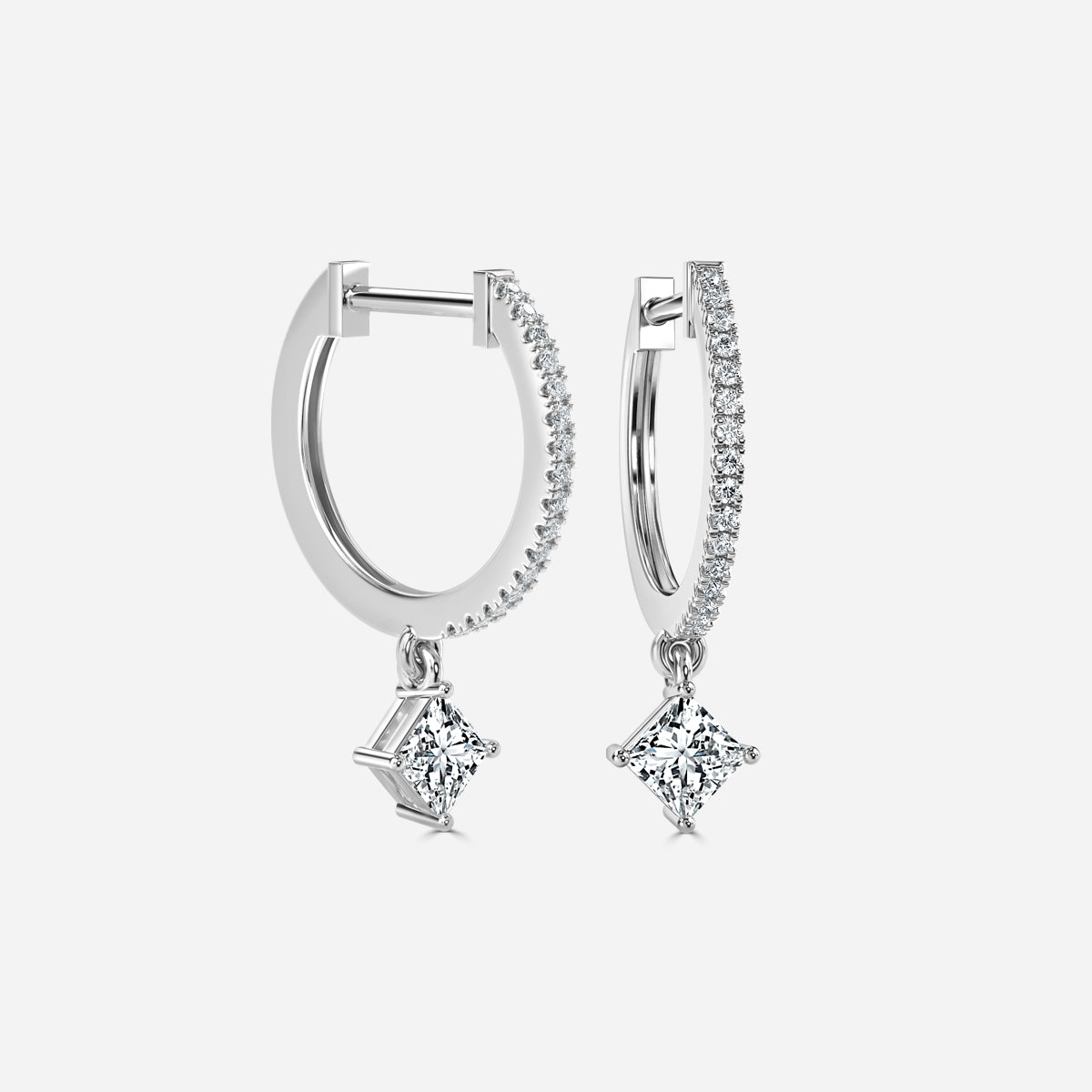 Sia Princess Moissanite Hoop Earrings