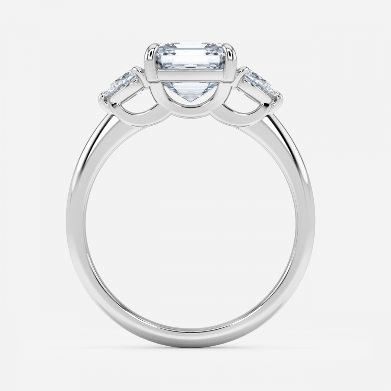 Verity Asscher Three Stone Moissanite Engagement Ring