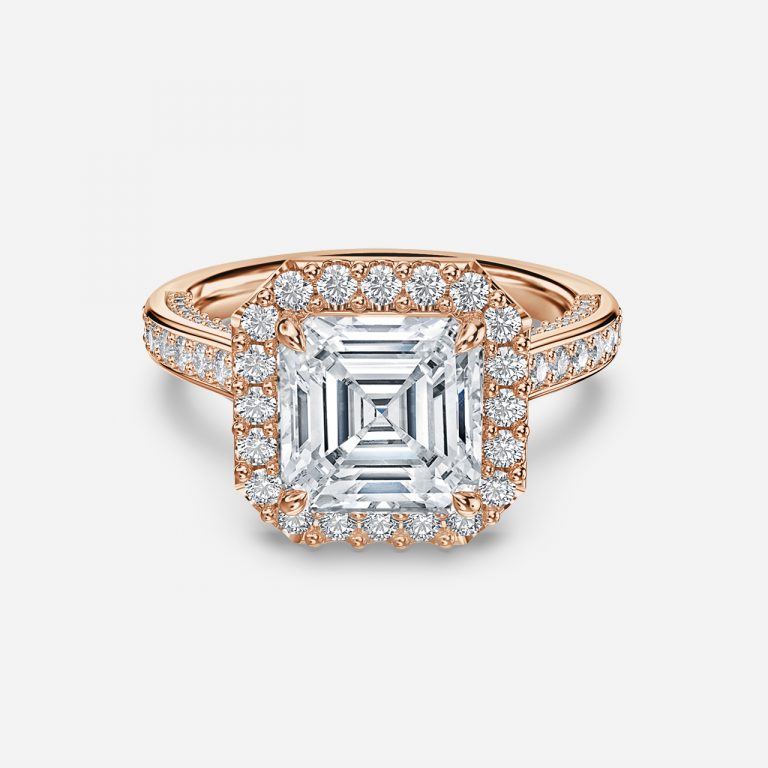 Clementine Asscher Halo Moissanite Engagement Ring