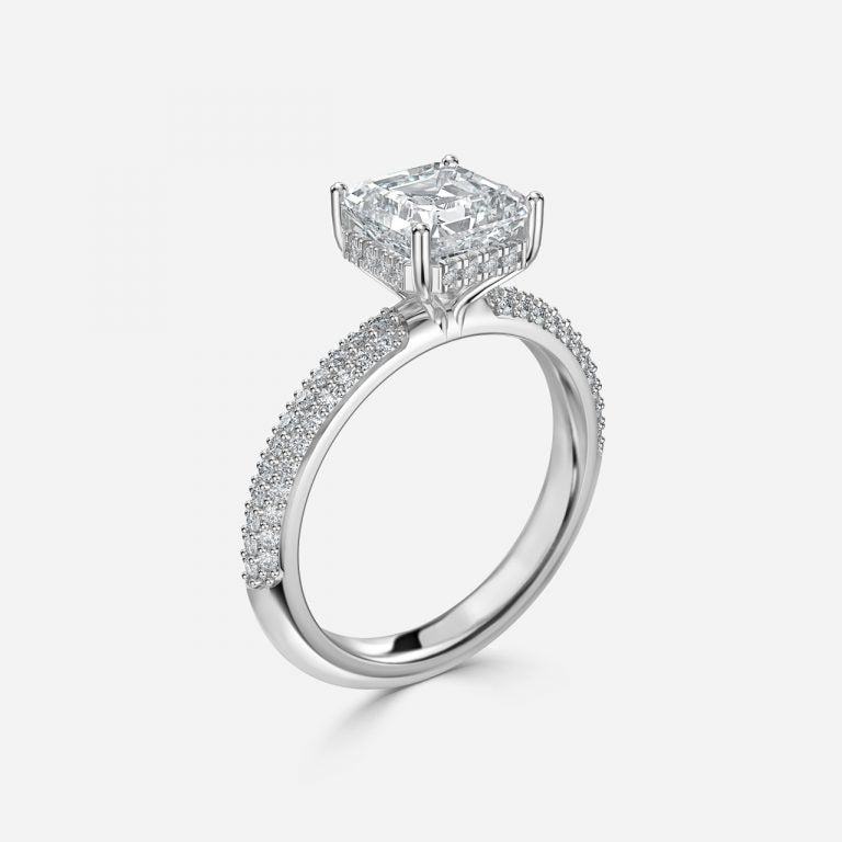 Eluned Asscher Hidden Halo Moissanite Engagement Ring