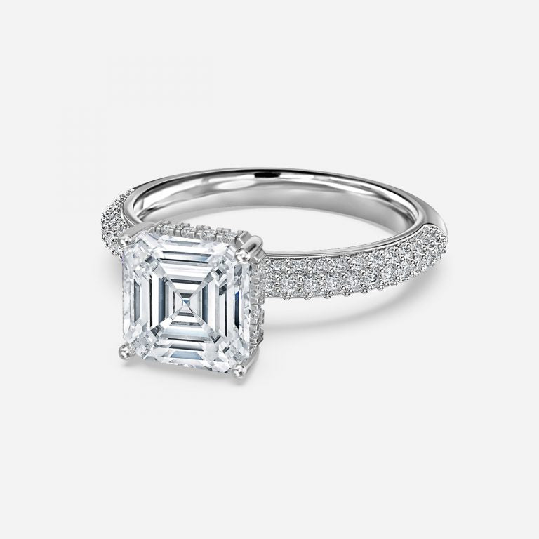 Eluned Asscher Hidden Halo Moissanite Engagement Ring