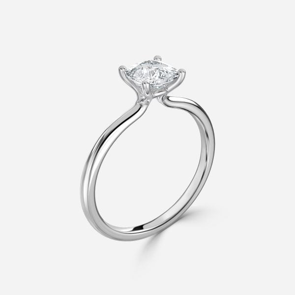 Alouette Cushion Solitaire Moissanite Engagement Ring