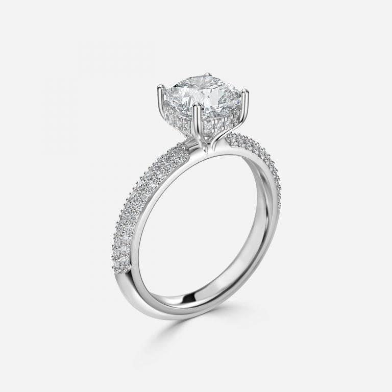 Eluned Cushion Hidden Halo Moissanite Engagement Ring