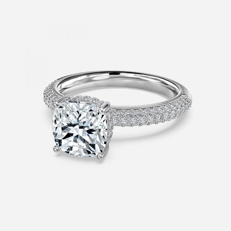 Eluned Cushion Hidden Halo Moissanite Engagement Ring