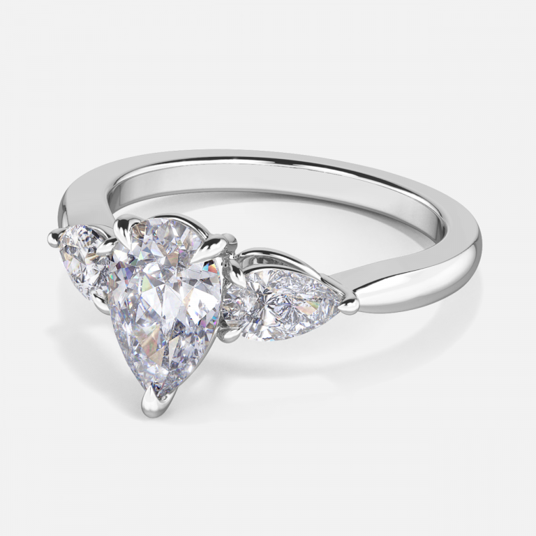 Thalassa Pear Three Stone Moissanite Engagement Ring