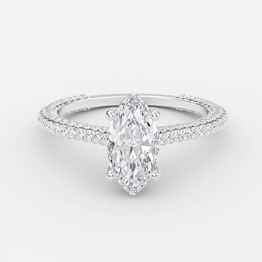 Kalaya Marquise Hidden Halo Moissanite Engagement Ring