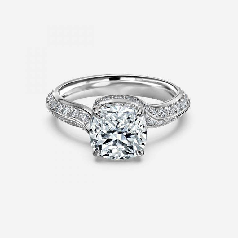 Bellatrix Cushion Hidden Halo Moissanite Engagement Ring