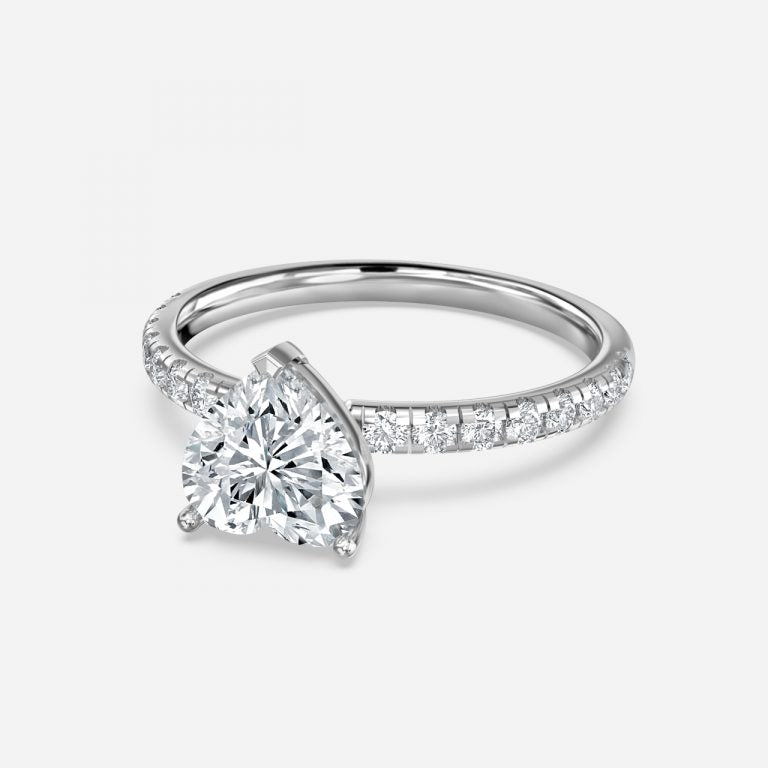 Vittoria Heart Diamond Band Moissanite Engagement Ring