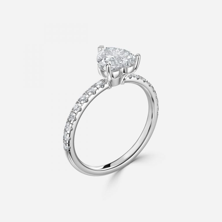 Vittoria Heart Diamond Band Moissanite Engagement Ring