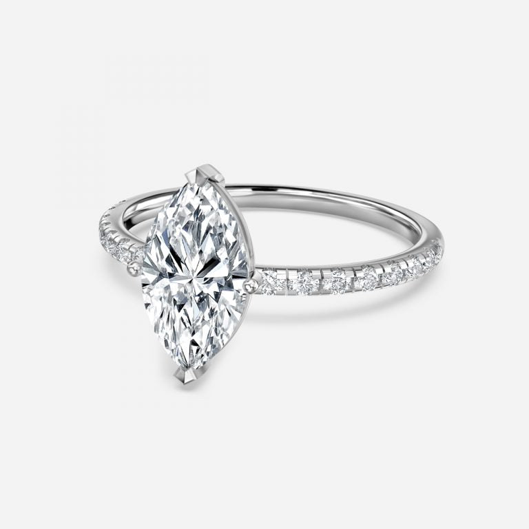 Vittoria Marquise Diamond Band Moissanite Engagement Ring