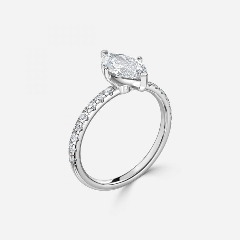 Vittoria Marquise Diamond Band Moissanite Engagement Ring