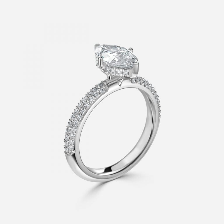 Eluned Marquise Hidden Halo Moissanite Engagement Ring