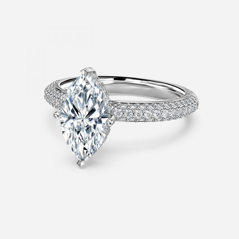 Eluned Marquise Hidden Halo Moissanite Engagement Ring