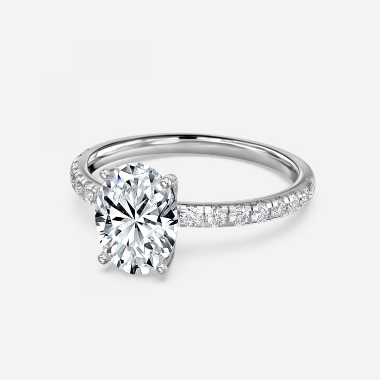 Vittoria Oval Diamond Band Moissanite Engagement Ring