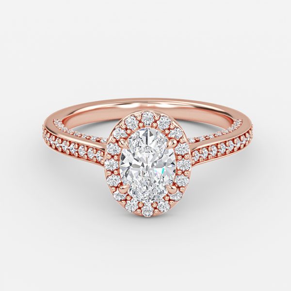 Clementine Oval Halo Moissanite Engagement Ring