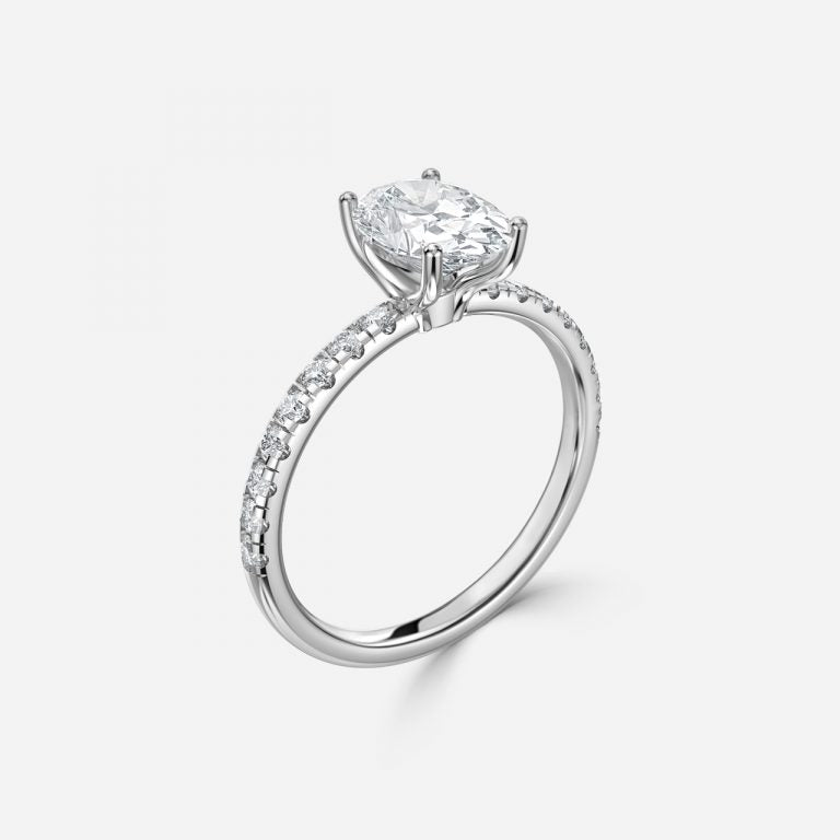 Vittoria Oval Diamond Band Moissanite Engagement Ring