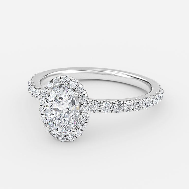 Lucia Oval Halo Moissanite Engagement Ring