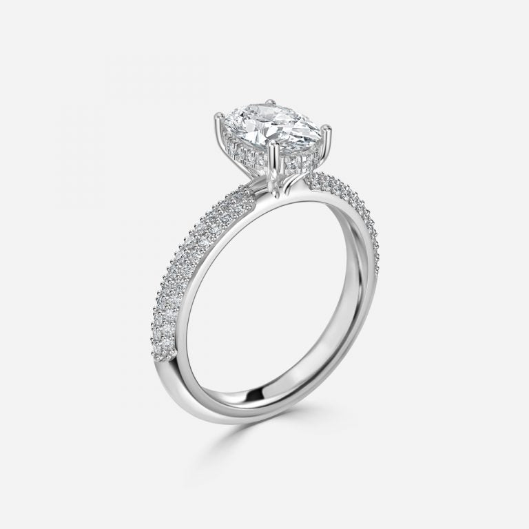 Eluned Oval Hidden Halo Moissanite Engagement Ring