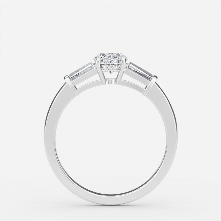 Mirian Oval Three Stone Moissanite Engagement Ring