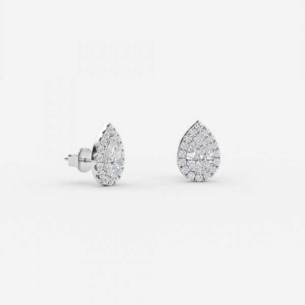 Pear Moissanite Halo Earrings