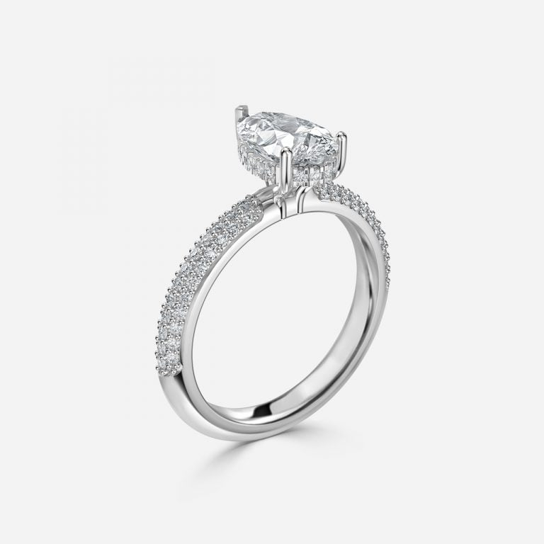 Eluned Pear Hidden Halo Moissanite Engagement Ring