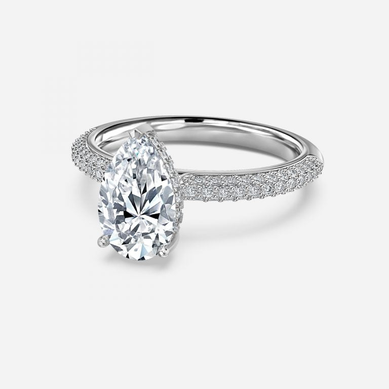 Eluned Pear Hidden Halo Moissanite Engagement Ring