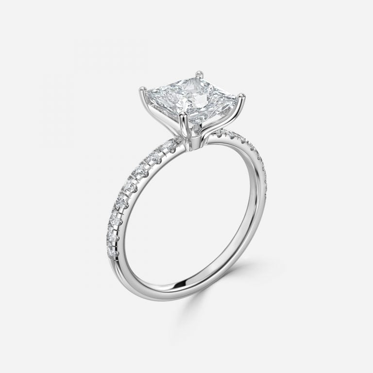 Vittoria Princess Diamond Band Moissanite Engagement Ring