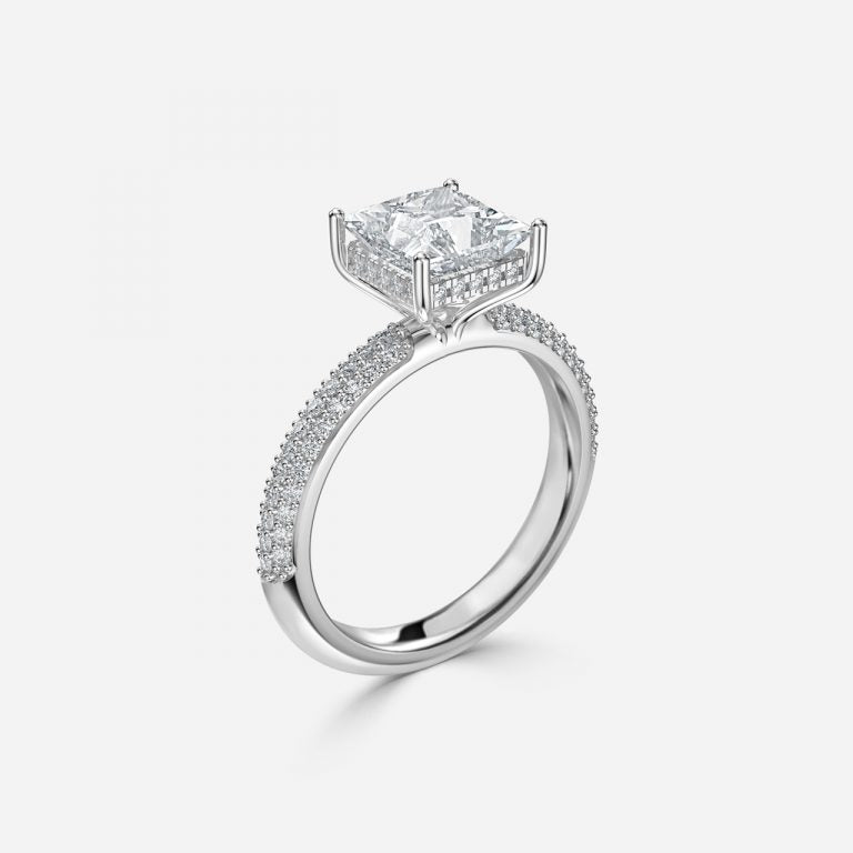 Eluned Princess Hidden Halo Moissanite Engagement Ring